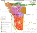 Hazard area overlaid onto enumeration areas attributed to livelihood zones in Namibia